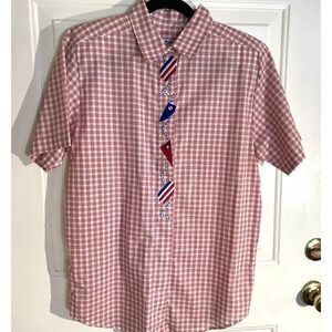 Vtg Witt's End Mr. Witt NWOT Nautical Flag Applique Gingham Button Shirt Women M
